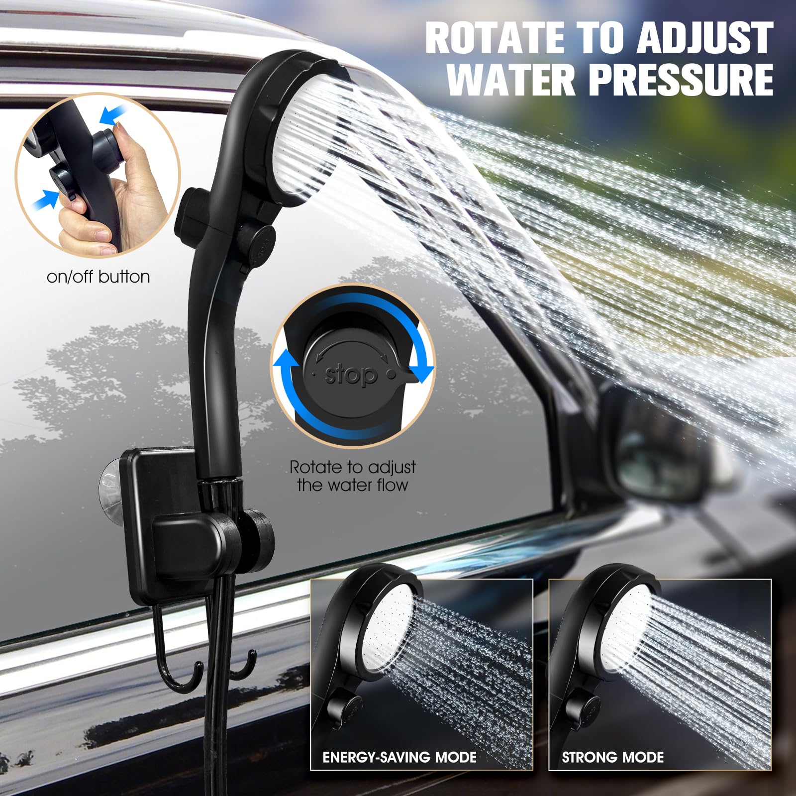 Portable Shower With Heater,6000Mah Battery Powered Portable Shower For Camping With 2000W Auto-Off