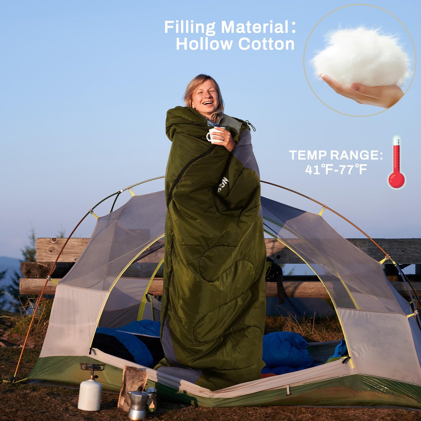 Elevon Sleeping Bag for Adults Teens Kids Cold Warm Weather, Portable Waterproof & Lightweight