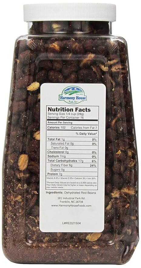 Harmony House Foods TRUE Dehydrated Red Beans - Easy Cook (16 oz, Quart Size Jar)