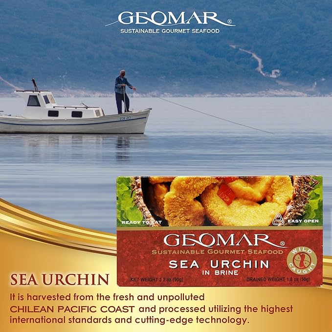 GEOMAR Sea Urchin in Brine - Chilean Sea Urchin, Gourmet Tinned Ready To Eat Seafood, Delicacy Gourmet Pantry Staples, 5 pack