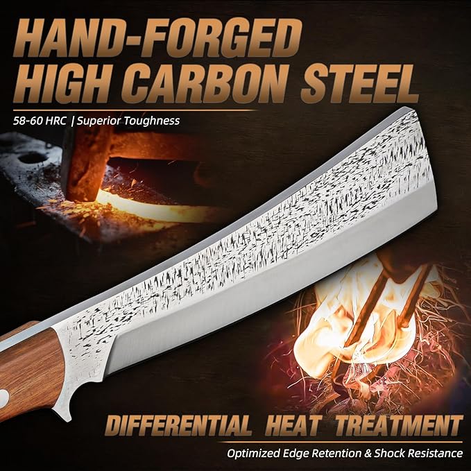 Purple Dragon Heavy Duty Machete for Cutting Trees & Yard Work - Camping/Survival Knife with Solid Wood Sheath - Bushcraft & Brush Clearing - 15 Inch