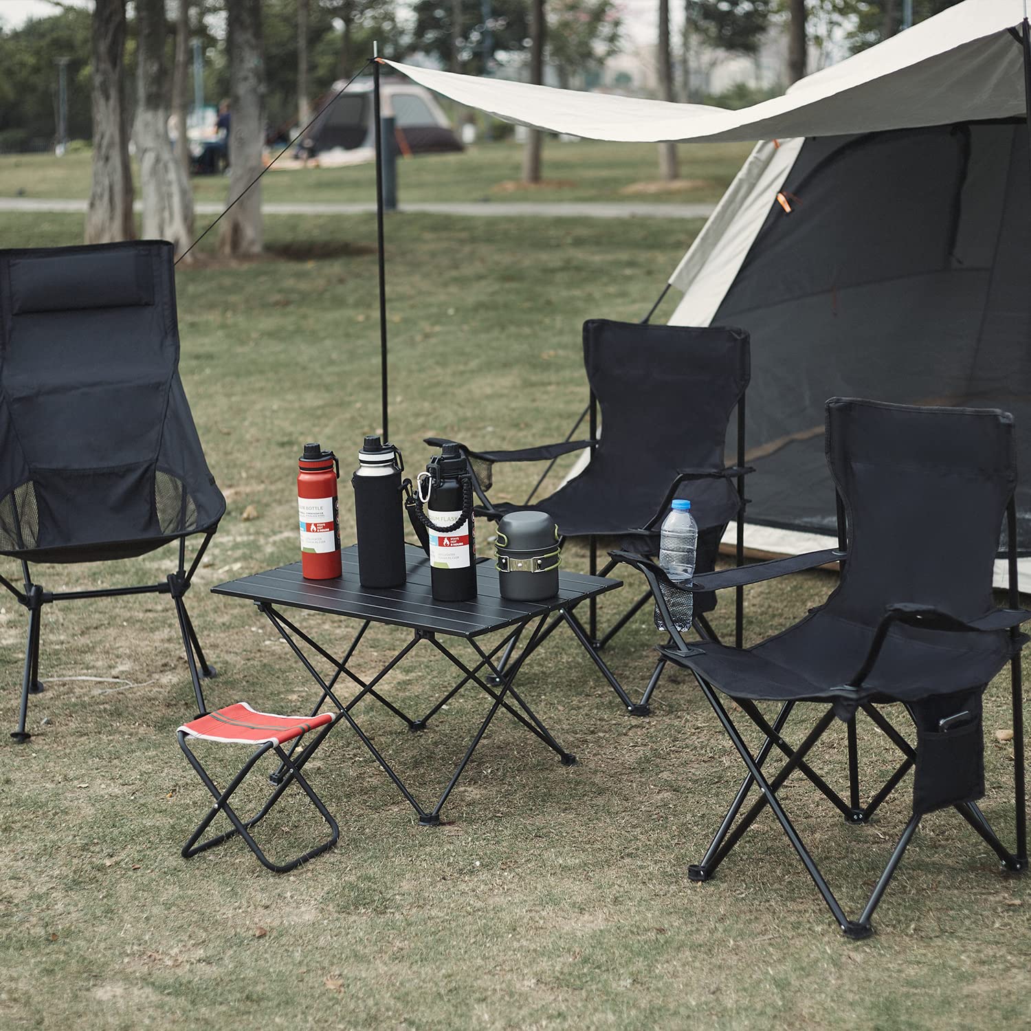 Damei century Folding Camping Chairs, for Beach, Lawn, Yard, Black