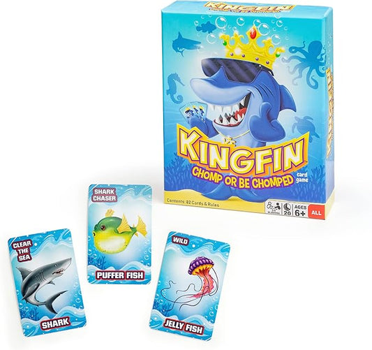 Continuum Games Kingfin Chomped or Be Chomped Card Game for Kids Teens and Adults, 3 to 6 Players, Ages 6 and Up