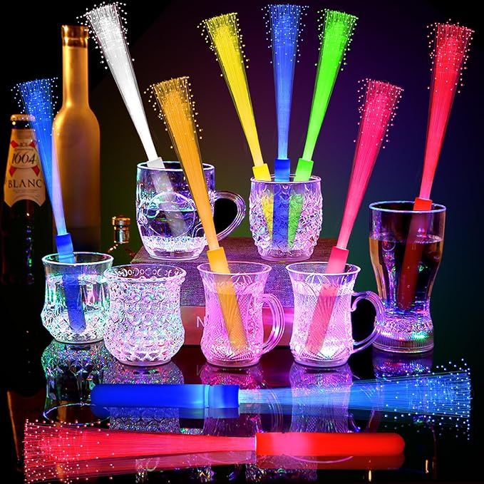 12 Pack Green Glow Sticks Light Up Fiber Optic Stick Glow Wands Bulk with 3 Flashing Models for Christmas Saint Patrick's Day Easter Party Favors