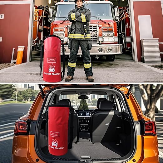 Vehicle Fire Blanket, Emergency Fire Extinguisher Blanket for Car,Survival Safety Fire Blanket for Automobiles, Motorcycles, Warehouses, House, Camping in The Wilderness (29.5x19.6ft)