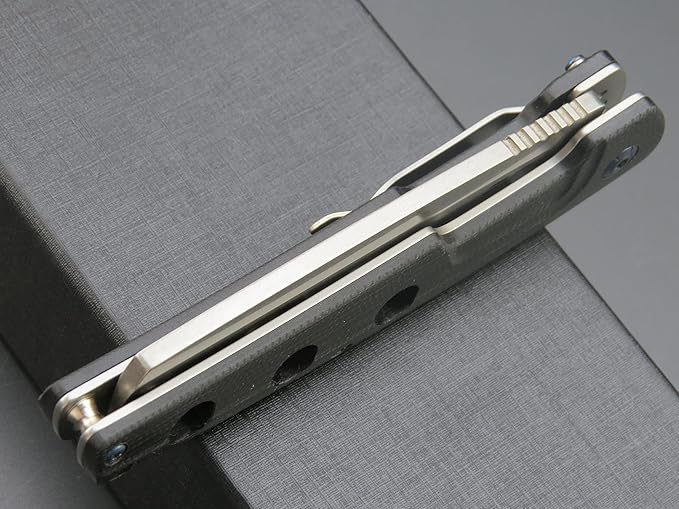 Eafengrow EF941 EDC Pocket Folding Knife D2 Steel Blade G10 Handle Pocket Clip with safety liner lock for Camping Survival Outdoor(Black)