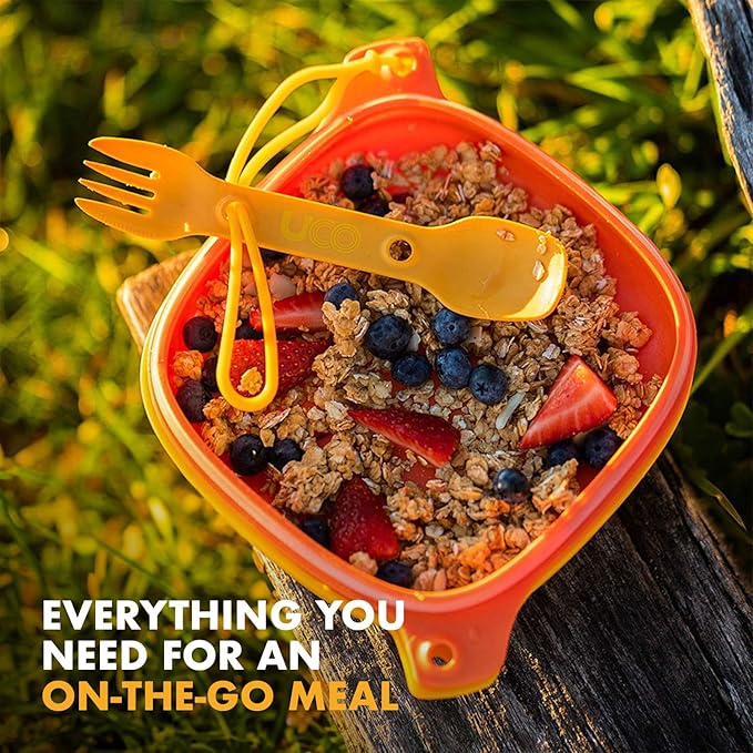 UCO 4-Piece Camping Mess Kit with Bowl, Plate and 3-in-1 Spork Utensil Set