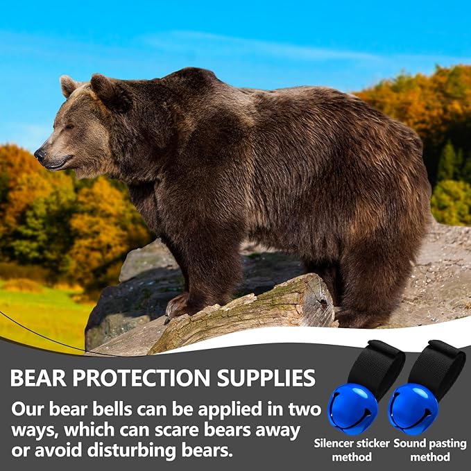 4 Sets Bear Bells with Whistle for Hiker, Loud Bear Bell with Emergency Whistle, Bear Bells for Hiking, Outdoor Camping, Survival, Biking, Fishing, Climbing, Hunting, Pet Tracker