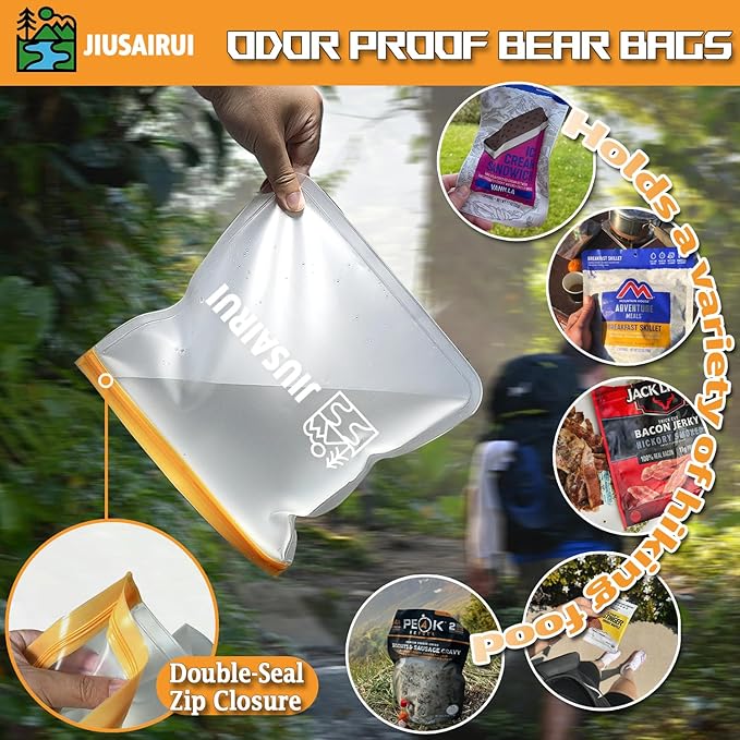 Odor Proof Bear Bags for Food Backpacking: 3Pack Reusable Bear Proof Food Storage Designed to Use with Bear Canister for Backpacking fit Camping Hiking Water Sports