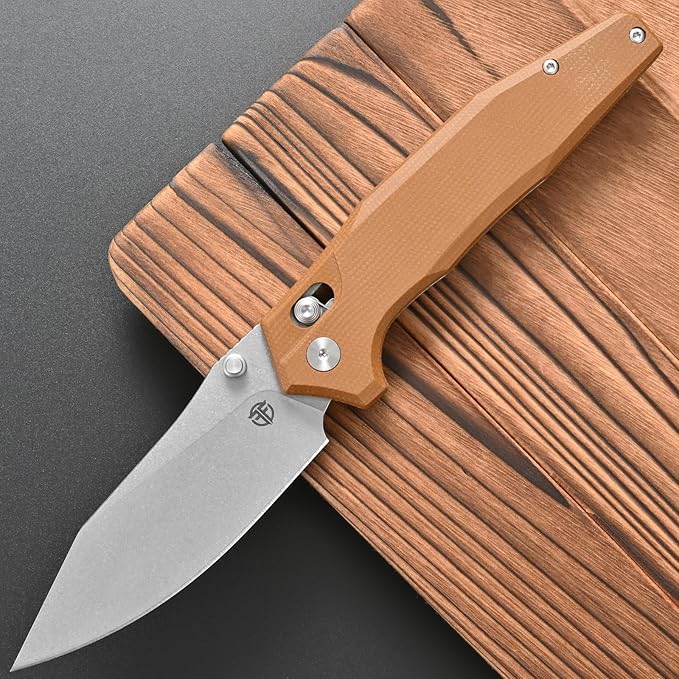 FF20 Folding Pocket Knife，VG10 Steel Blade G10 Handle EDC Tool Knife for Outdoor Camping Hunting Fishing Working(Brown)