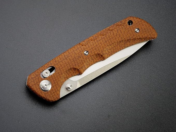 Sitivien ST110 Folding Knife, D2 Blade and Micarta Handle Pocket Knife, EDC Tool Knife with Pocket Clip for Outdoor Camping Hiking Survival(Brown) …