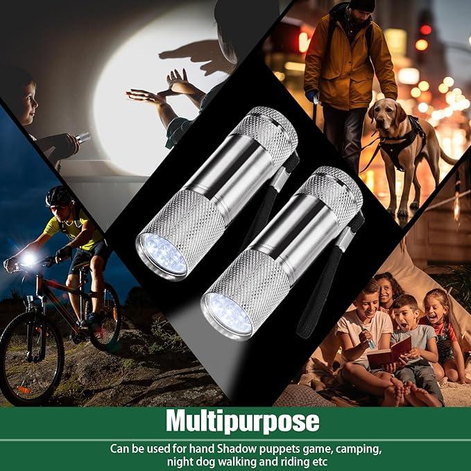 VIHOSE 32 Pcs Mini Flashlights Bulk, Bright Aluminum Handheld Flash Light with Lanyard Small LED Flashlights for Night Reading Emergency Hurricane Camping Hiking, Batteries Not Included(Gray)