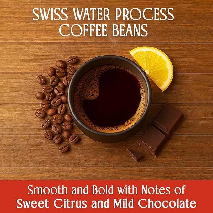 Abbotsford Road Whole Bean Decaf Coffee, Specialty Medium Roast 12 oz Bag, Chemical-Free Arabica Decaffeinated Coffee Beans, Freshly Roasted, Flavored Swiss water decaf coffee Beans, Sweet Citrus & Mild Chocolate Notes
