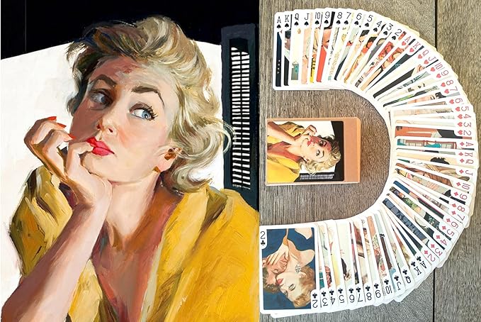 Romantic Love Playing Cards (Poker Deck 54 Cards All Different) Vintage Retro Romantic Love Art by Jim Schaeffing