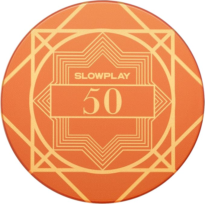 SLOWPLAY Nash Ceramic Poker Chips in Bulk, Casino Grade Ceramic 12-Gram Poker Chip for Texas Hold'em, 43mm Professional Chips Pack of 50 with Denomination of 50