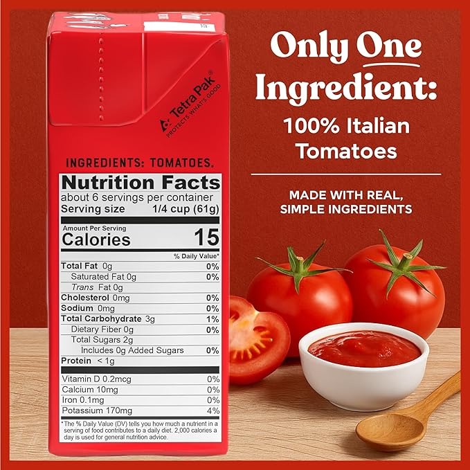Pomì Chopped Tomatoes 13.8oz (Pack of 12) - Italian Chopped Tomato Made from All Natural 100% Fresh Italian Tomatoes - No Additives or Preservatives - Crushed Tomatoes - Italian Tomatoes Crushed