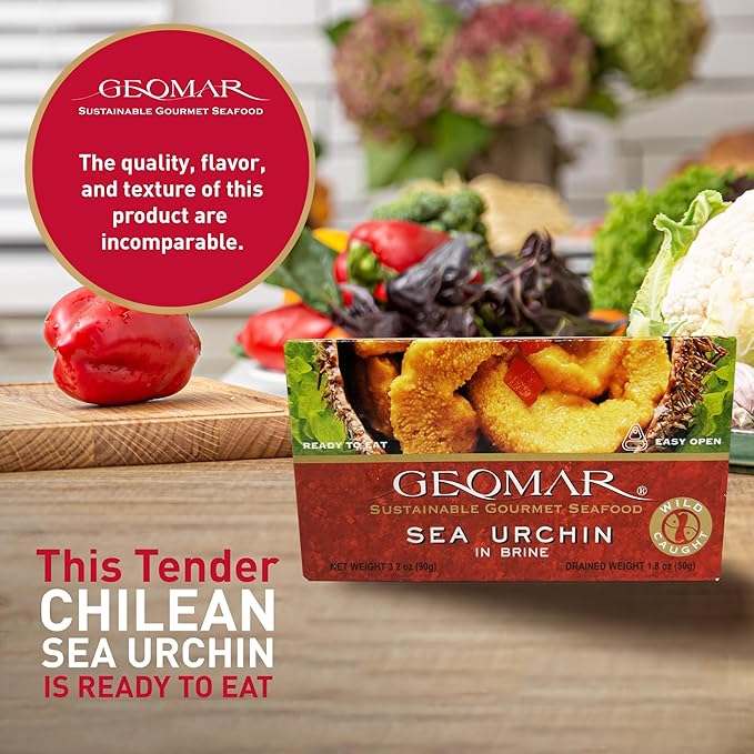 GEOMAR Sea Urchin in Brine - Chilean Sea Urchin, Gourmet Tinned Ready To Eat Seafood, Delicacy Gourmet Pantry Staples, Single Can - 3.17 oz