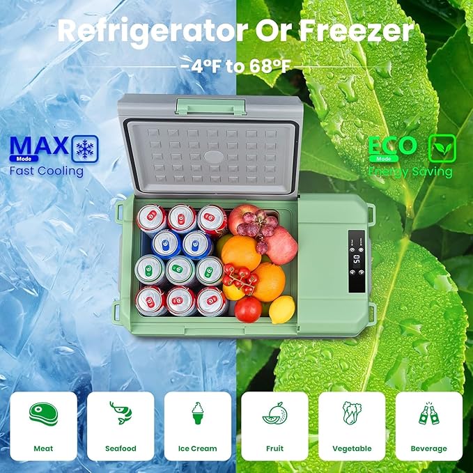 BODEGACOOLER 12 Volt Car Refrigerator, 18.1 Quart Portable Freezer,-4℉-68℉ Car Fridge, Electric Cooler 12/24V DC100-240 Volt AC for Outdoor, Vehicles, Travel, Camping, RV, Home Use