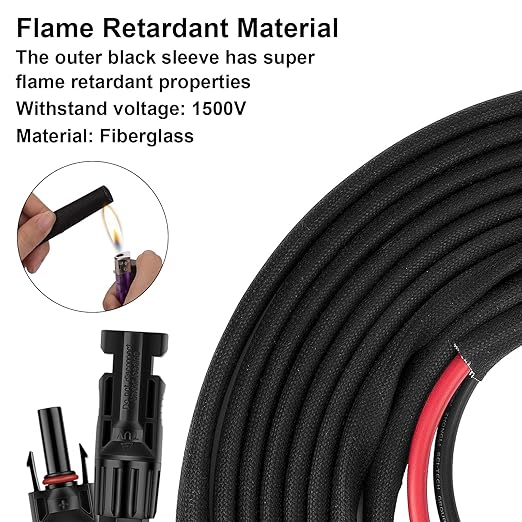 30FT 10AWG Solar Panel Extension Cable with Female and Male Connectors, Solar Cable for Solar Panels, Charge Controllers and Solar Generator (10AWG, 30FT)