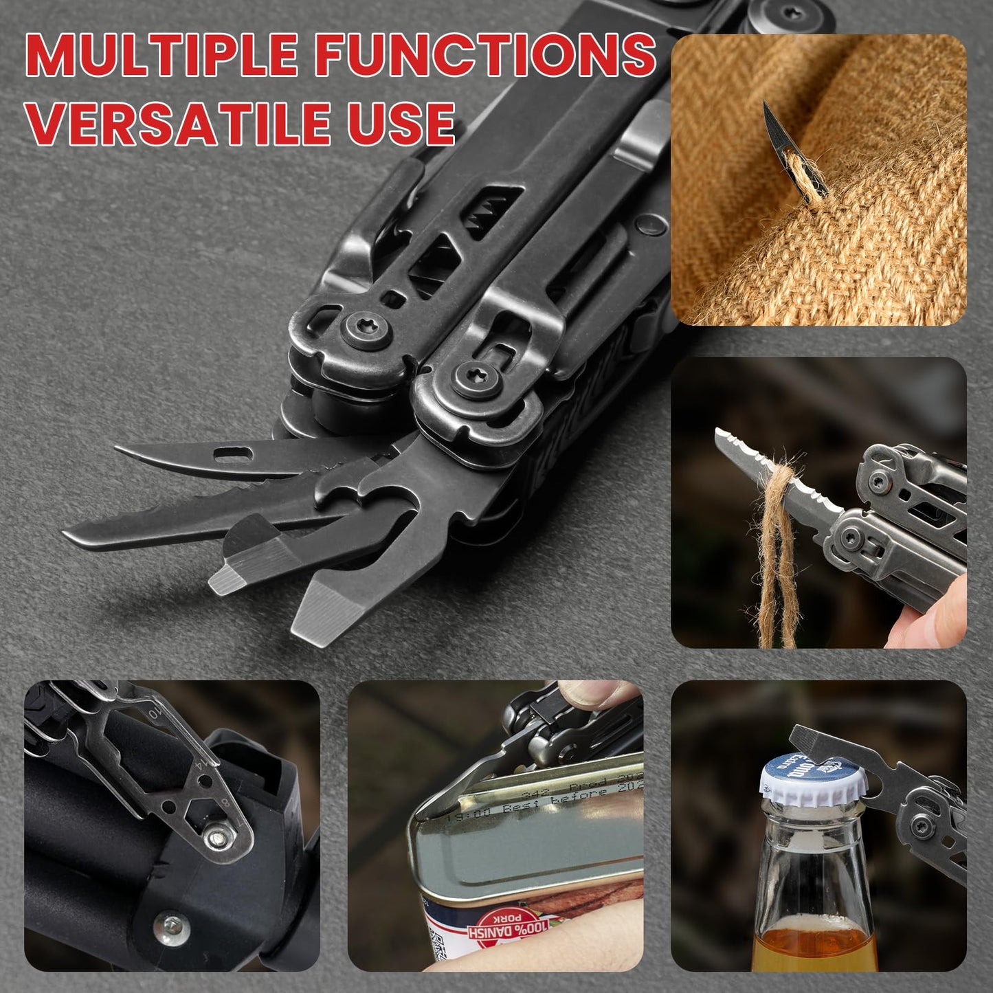 WOBANK 33-in-1 Multitool Pliers, Full-size, EDC Knife, Stainless Steel