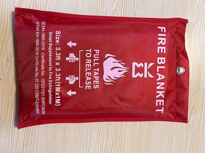 Fire Blanket for Kitchen Home Emergency - Fiberglass Blankets Fire Survival Suspension Flames Retardant Extinguisher Great for Stove Car Garage Office Camping Caravan BBQ Safety (4-Pack)