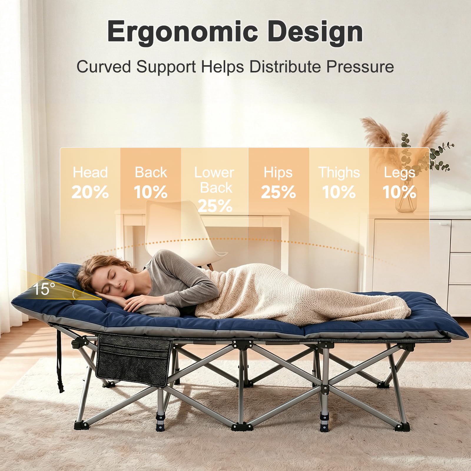 ABORON Camping Cot for Adults, 28 in Wide Folding Bed with Mattress