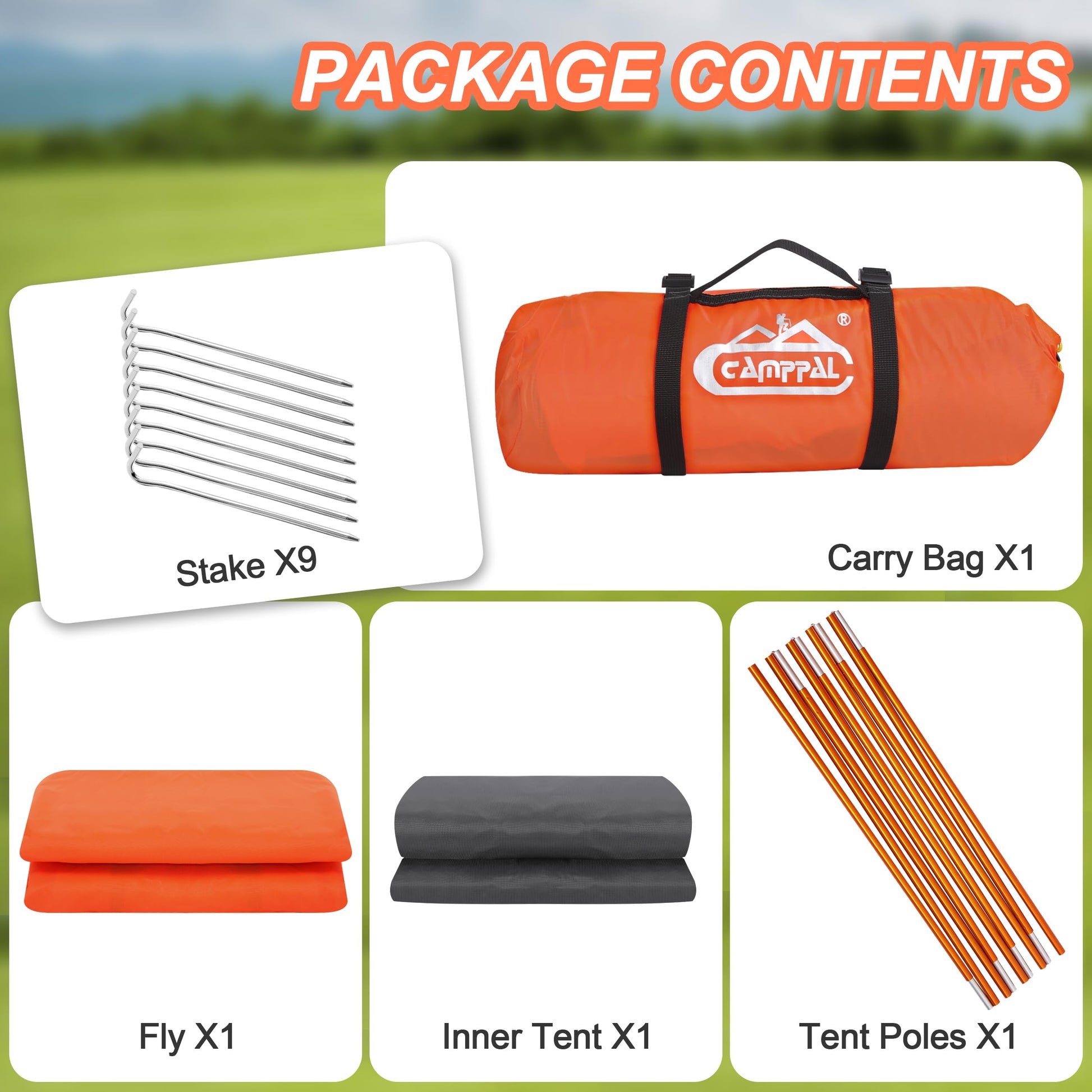 camppal 1 Person Tent for Camping Hiking Mountain Hunting Backpacking Tents 4 Season Resistance to