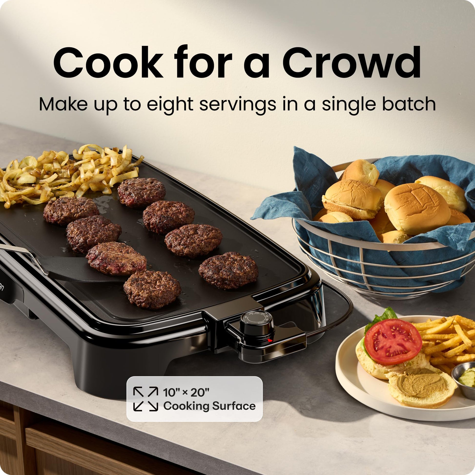 Chefman XL Electric Griddle with Removable Temperature Control, Immersible Flat Top Grill, Burger