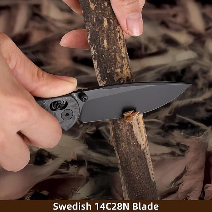 Pocket Knife, 3.23" 14C28N Blade Small EDC Knife with Clip and Crossbar Lock, Folding Knife for Men, Sharp Camping Hiking Hunting Survival Knives
