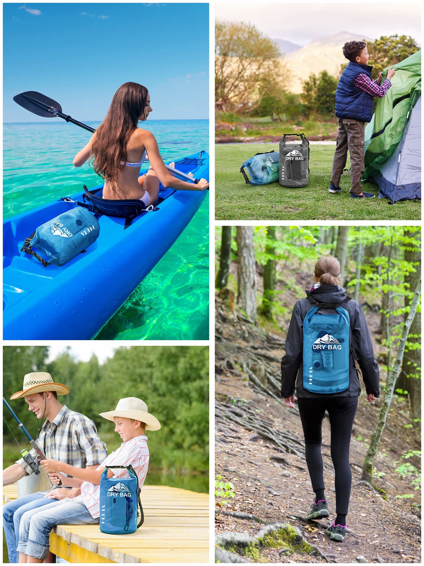 HEETA Dry Bag Waterproof Backpack with Phone Case (Transparent Blue, 5L)