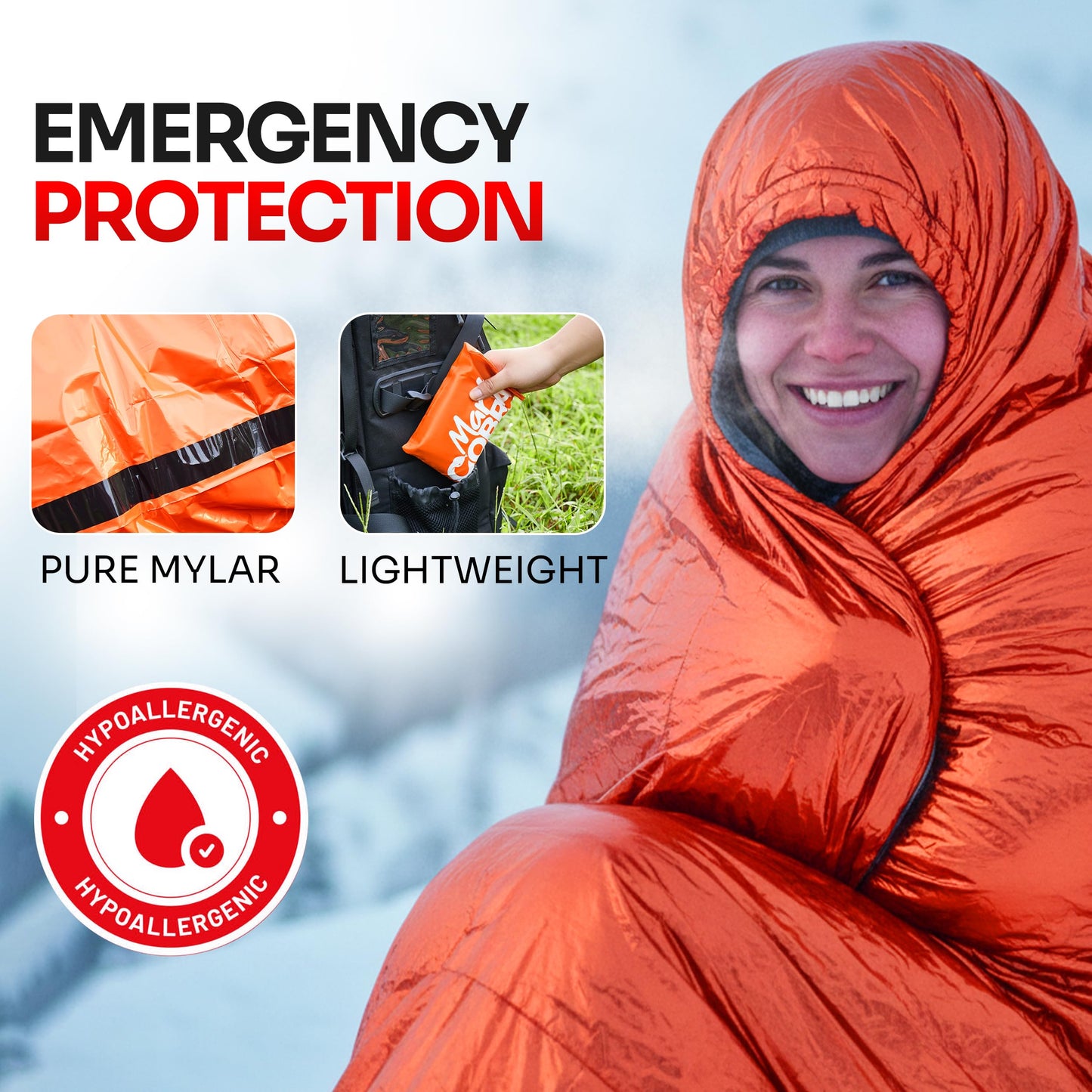 Emergency Sleeping Bag Mylar Thermal Bivy Survival Gear & Supplies Foil (1)