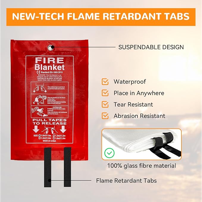 40??x 40??Emergency Fire Blanket - Flame Suppression Fiberglass Blankets for Home, Kitchen, Camping, Car, Office, Warehouse, Emergency Survival Safety - Fire Extinguisher Alternative (4, 40*40)
