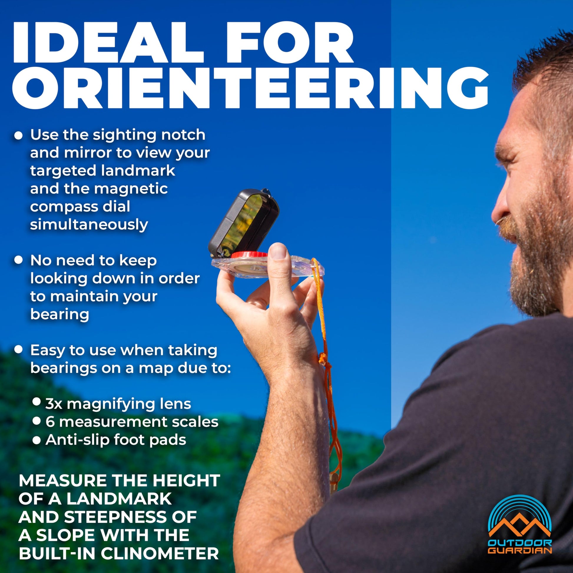 Outdoor Guardian Pathfinder Sighting Compass - Precise Navigation, Hiking and Orienteering Mirror