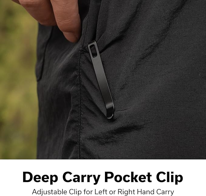 SENCUT Aetheris Pocket Knife, EDC Folding Knife with 3.68'' 9Cr18MoV Blade & Canvas Micarta Handle, Reversible Clip for Camping Hiking S24095-3(Black)