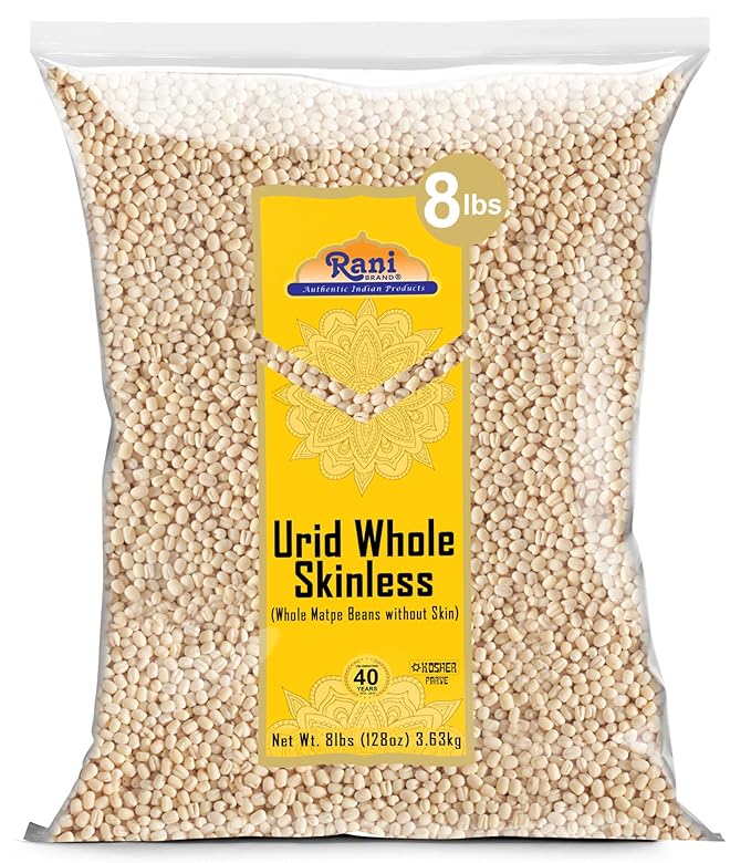 Rani Urid/Urad Gota White (Matpe Beans Skinless) Indian Lentils 128oz (8lbs) 3.63kg Bulk ~ All Natural | Gluten Friendly | Non-GMO | Kosher | Vegan | Indian Origin
