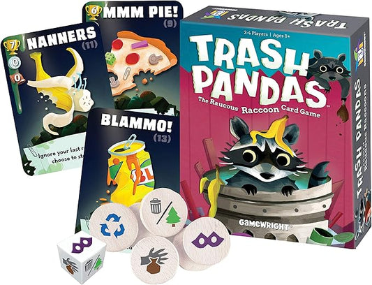 Gamewright - Trash Pandas - The Raucous Raccoon Push-Your-Luck Card Game, Ages 8+, 2-4 Players