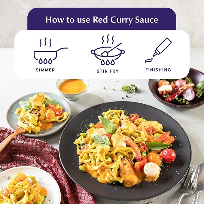 Watcharee's Thai Curry Simmer Sauces - Red Curry | Authentic Thai Recipe, Vegan, Non-GMO, Gluten-Free - 3 Pack (9.8 fl oz Each)