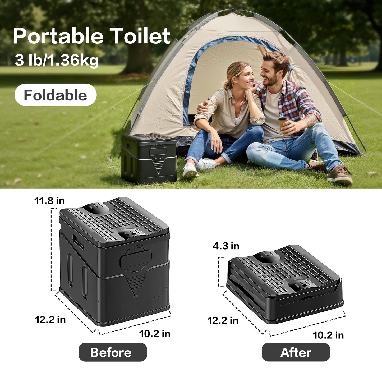 Portable Toilet,Camping Toilet Have Small Foldable Size. It is Compact Portable Toilet for Adults
