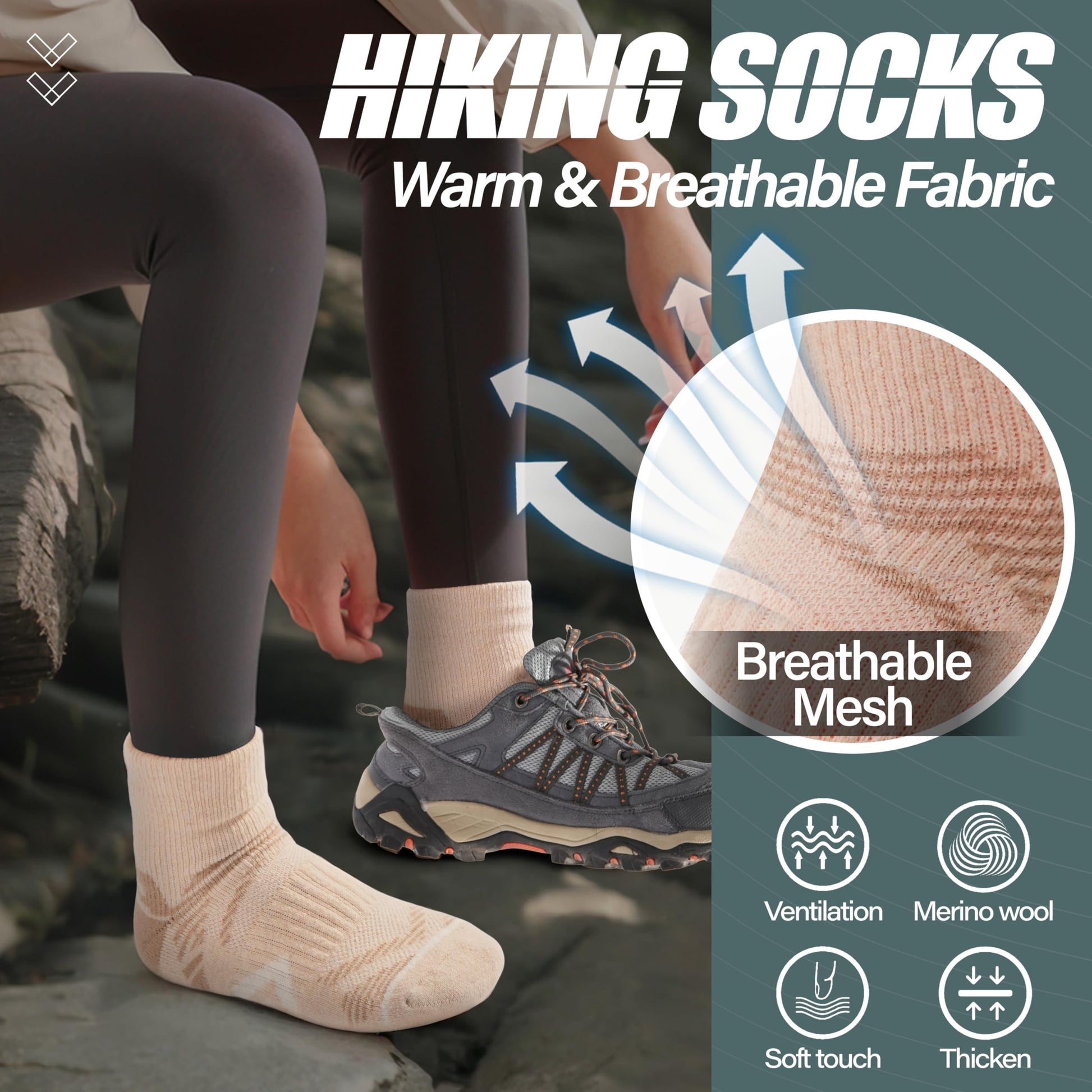 ANTSANG Merino Wool Quarter Ankle Hiking Running Socks for Women Men