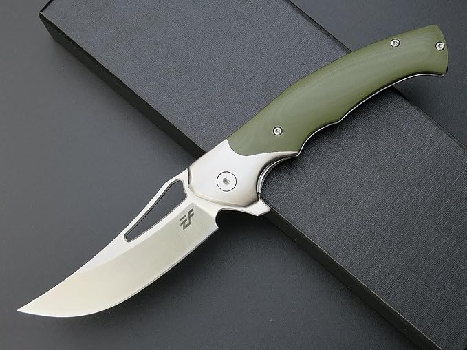 Eafengrow EF7 Folding Knife K110 Steel Blade G10&Stainless Steel Handle EDC Tool Knives for Outdoor Working Camping Hiking(green)
