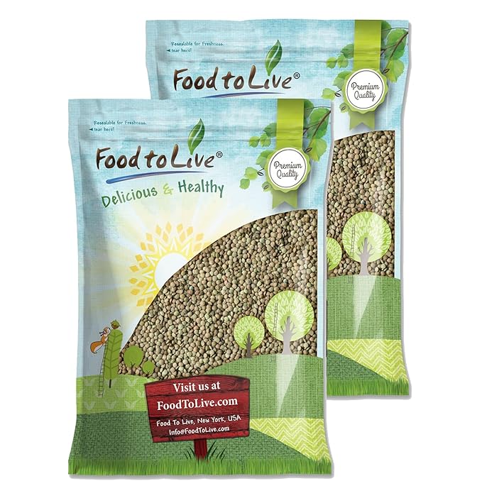 Food to Live - Whole Green Lentils, 25 Pound Dried Raw Lentils, Sproutable, Kosher, Vegan. Rich in Dietary Fiber, and Protein. No Soaking Required.