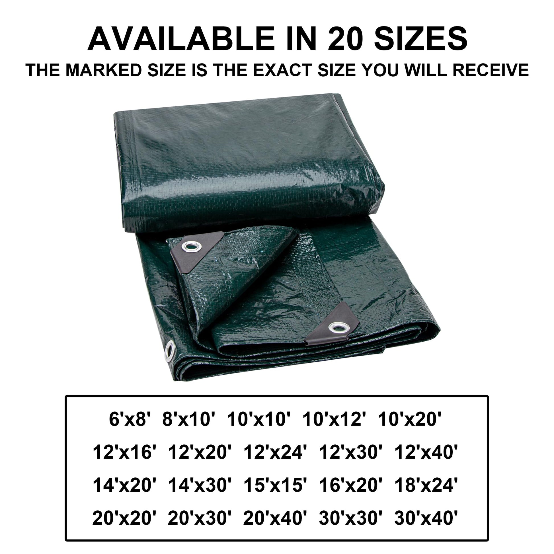 CARTMAN 8x10Ft Multipurpose Waterproof Poly Tarp Cover 8 Mil, Green