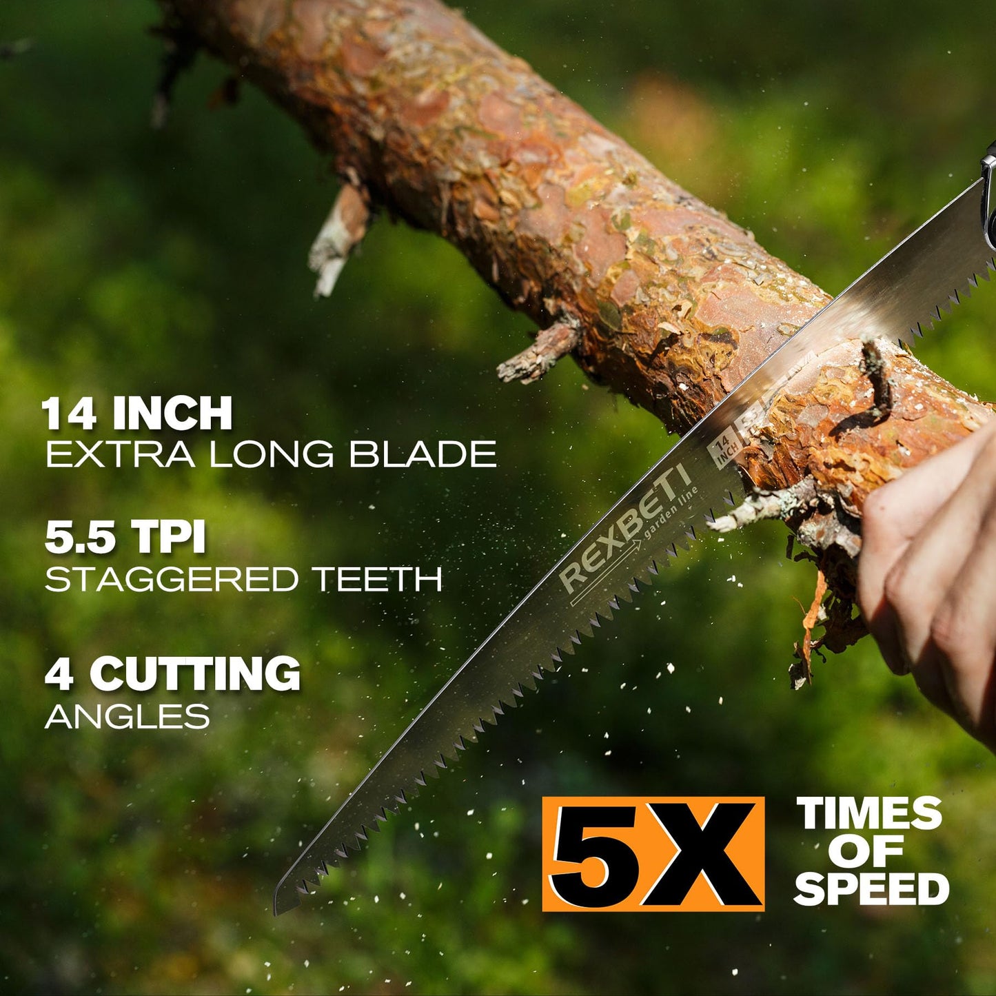 REXBETI 14-Inch Folding Pruning Saw, Extra Long Hand Saw for Tree Trimming