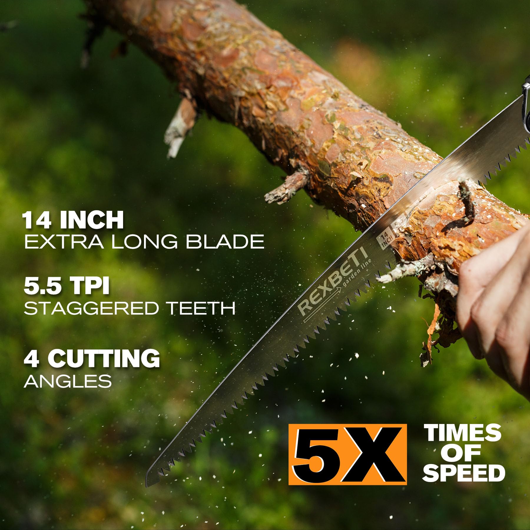 REXBETI 14-Inch Folding Pruning Saw, Extra Long Hand Saw for Tree Trimming