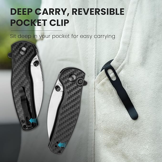 Kizer Mini Grouper Folding Pocket Knife, Nitro-V Steel Blade G10 Handle Small EDC Knife, Button Lock Knife with Pocket Clip for Men Women, Sharp Camping Hiking Survival Knives V3669A1