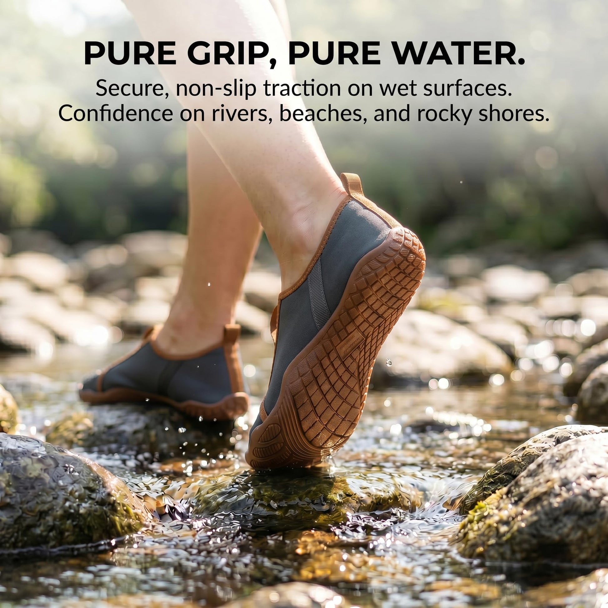 WHITIN Water Shoes Men Women Aqua Slip-on Swim Hiking, Dark Grey, W12/M10