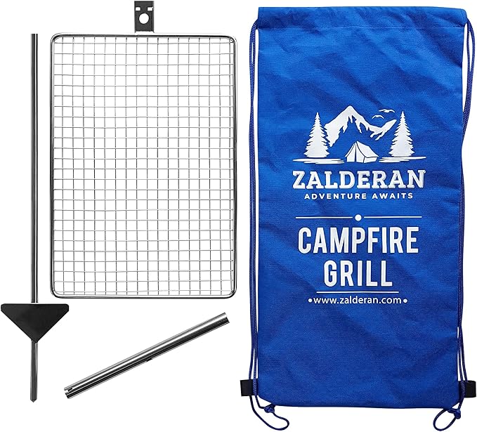 Campfire Grill ??Small, Lightweight 304 Stainless Steel Cooking Grate for Camping, Hiking, Backpacking ??Portable Campfire Cooking Grill for 1?? People