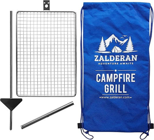 Campfire Grill ??Small, Lightweight 304 Stainless Steel Cooking Grate for Camping, Hiking, Backpacking ??Portable Campfire Cooking Grill for 1?? People