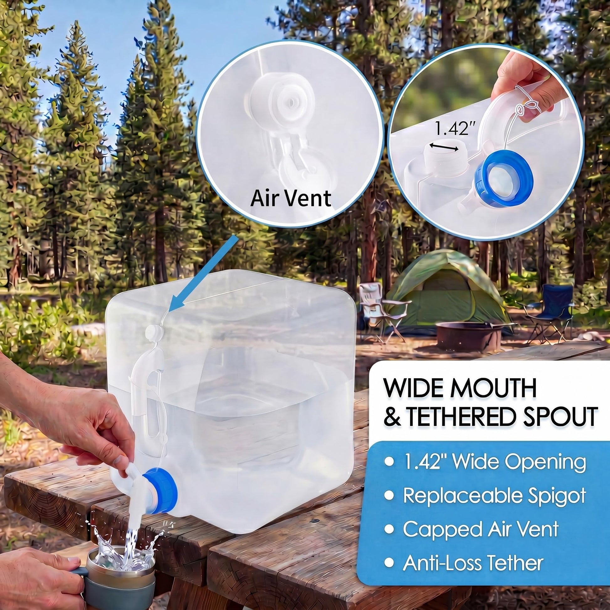 ITRAZ BPA-Free Collapsible Water Container with Spigot, 4-Pack 5.3 Gallon