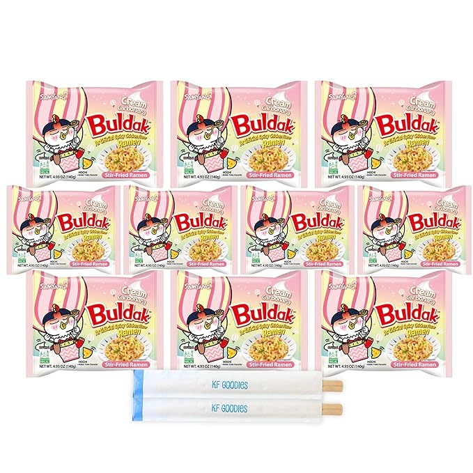 KF GOODIES Korean Ramen Variety Pack Gift Box (10 Count) – Spicy Buldak Noodle Assortment for Birthdays, College Care Packages, Office Snacks, and Gift Baskets